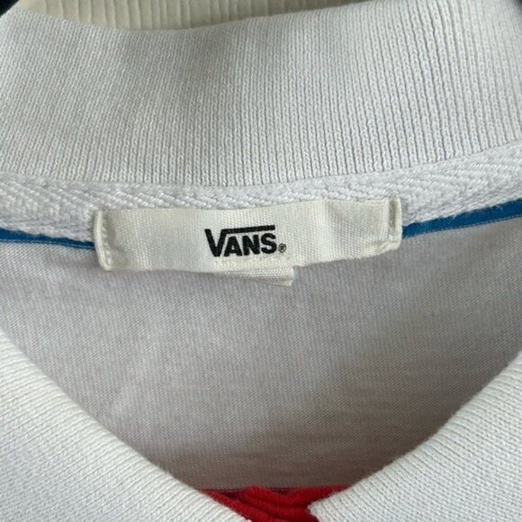 VANS Colorful Striped Cropped Polo Shirt Top Red Yellow Blue Sz Small - Picture 8 of 15